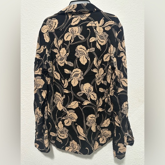 Reiss Floral Black and Tan Women's Button Down Top size S - Picture 6 of 12